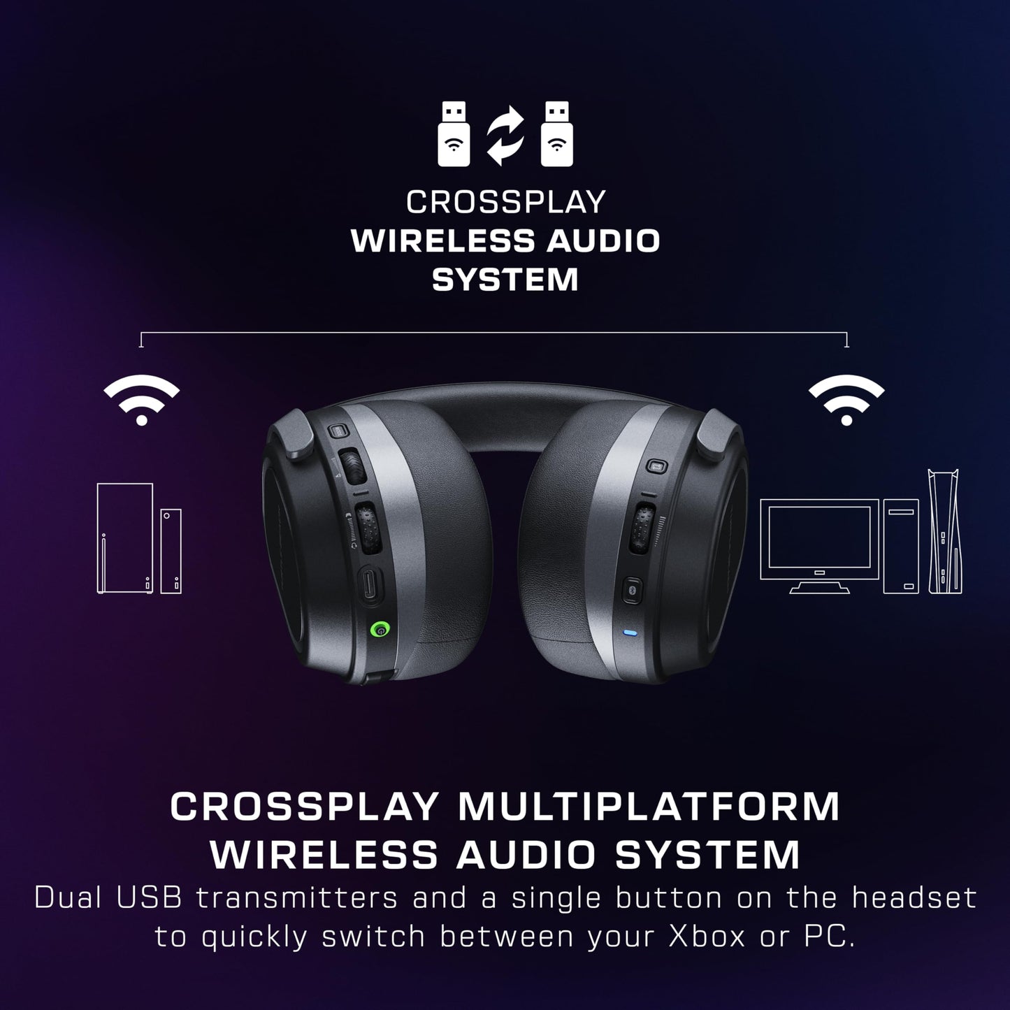 Turtle Beach Stealth 700 Wireless Multiplatform Gaming Headset for Xbox Series X|S, Xbox One, PC, PS5, PS4, & Mobile – 60mm Speakers, A.I. Noise-Cancelling Mic, Bluetooth, 80-Hr Battery – Black