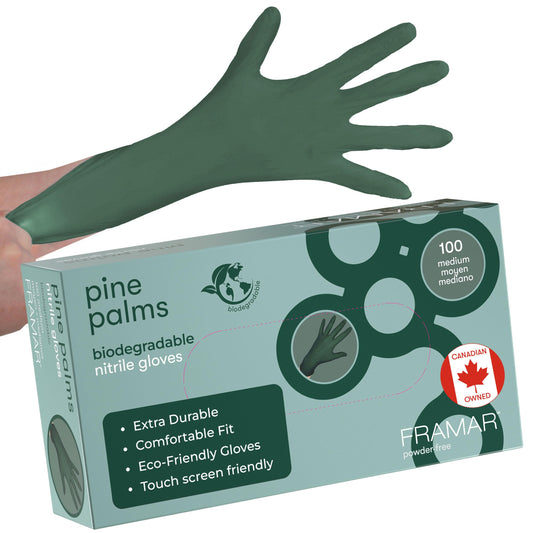FRAMAR Green Nitrile Gloves Medium - Disposable Gloves Medium, Rubber Gloves Disposable, Cleaning Gloves, Kitchen Gloves, Mechanics Gloves, Cooking Gloves, Gant Latex Gloves Medium, 100