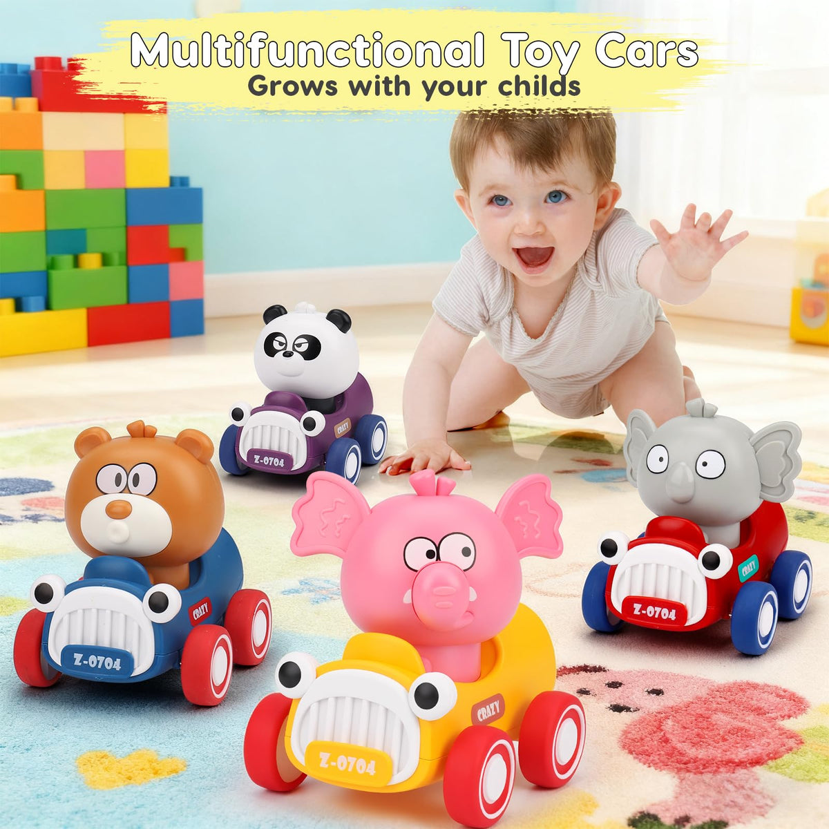 Baby Press and Go Car Toys for 1-2-3 Year Old Boys,Push Go Animal Racing Baby Cars Toys for Toddlers 12-18 Months,1st Christmas Birthday Gifts for 1 2 3 Year Old Boys Girls Toddler Toys for Boy & Girl 🍁 All In One Marketplace Canada