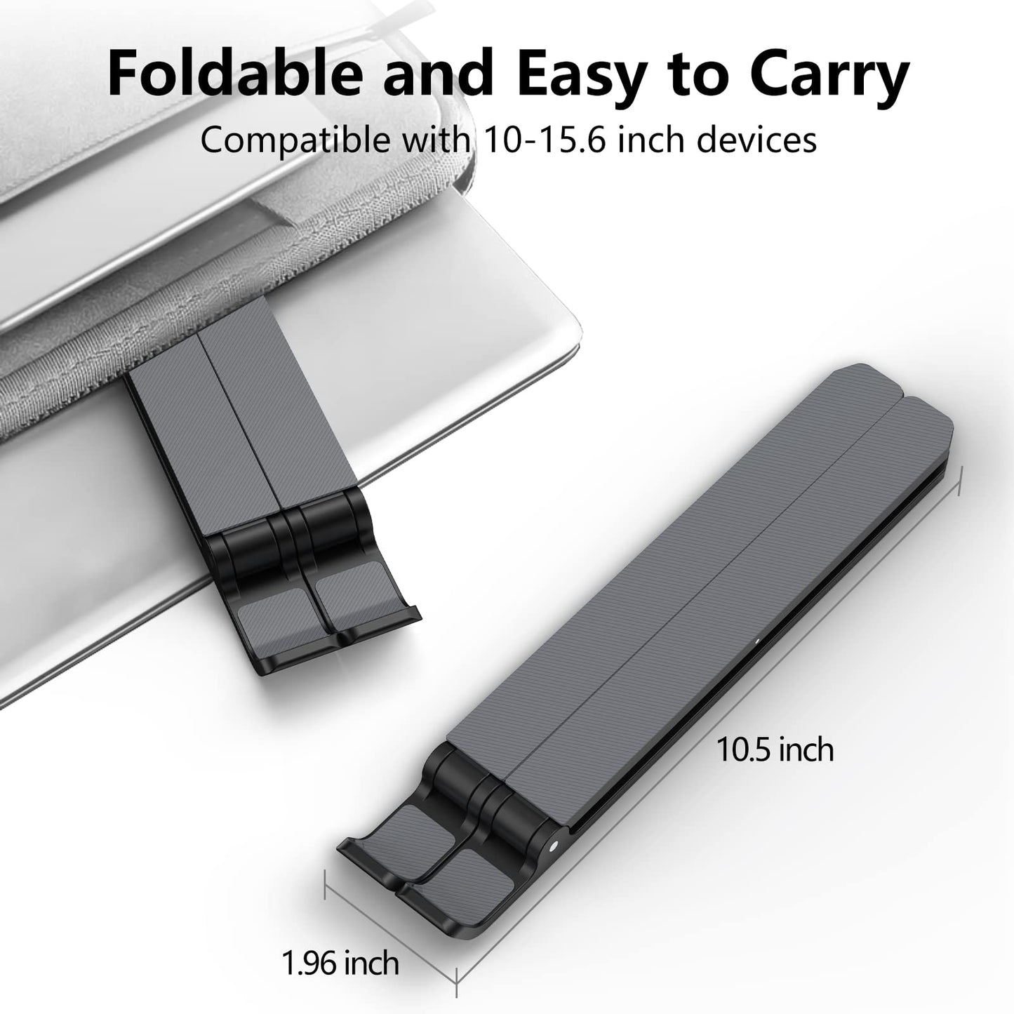 Laptop Stand for Desk, Adjustable Laptop Riser ABS+Silicone Foldable Portable Laptop Holder, Ventilated Cooling Pad Notebook Stand for 10-15.6” Laptops,Tablet-Black - Available at All In One Marketplace Canada