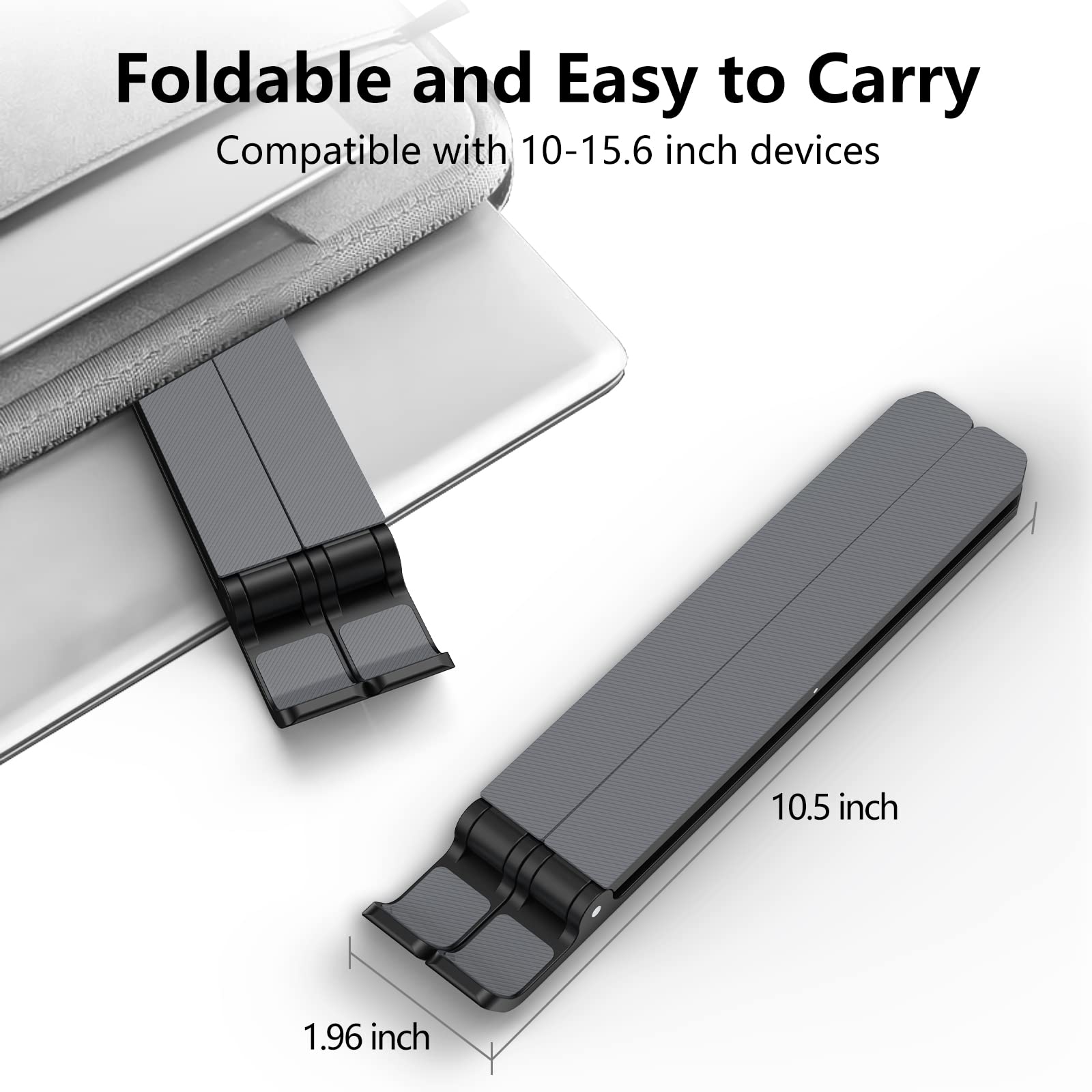 Laptop Stand for Desk, Adjustable Laptop Riser ABS+Silicone Foldable Portable Laptop Holder, Ventilated Cooling Pad Notebook Stand for 10-15.6” Laptops,Tablet-Black - Available at All In One Marketplace Canada