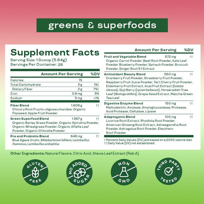 Bloom Nutrition Superfood Greens Powder, Digestive Enzymes with Probiotics and Prebiotics, Gut Health, Bloating Relief for Women, Chlorella, Juice Mix with Beet Root Powder, 25 SVG, Strawberry Kiwi - Available at All In One Marketplace Canada