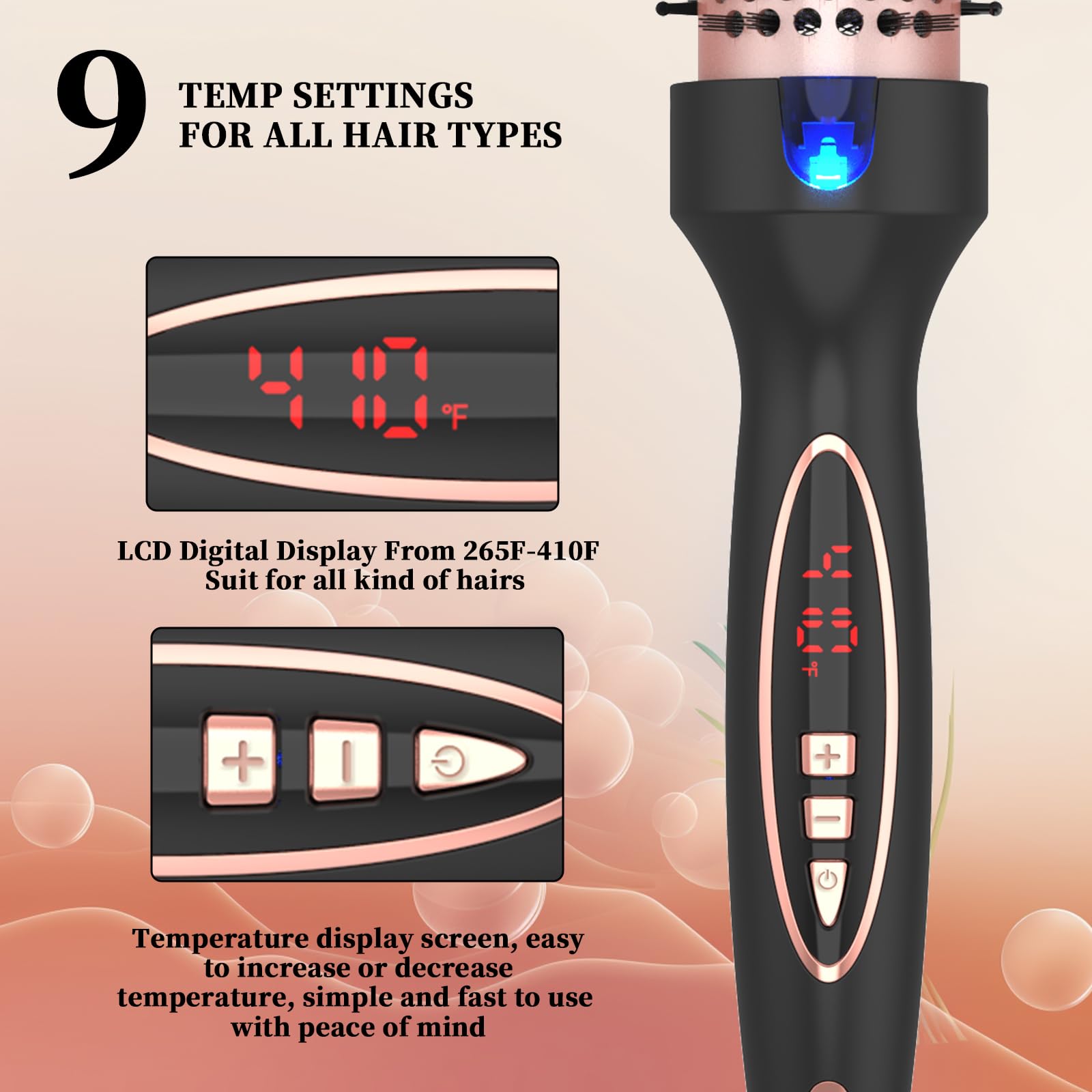 Hywestger Curling Iron Thermal Brush 1.5 Inch Global Voltage Travel-Friendly with Digital Display Temperature Ceramic Tourmaline Ionic Quick Heated Round Bush Suitable for Medium and Long Hair - Available at All In One Marketplace Canada