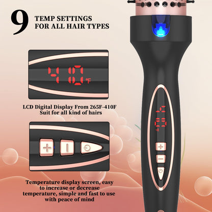 Hywestger Curling Iron Thermal Brush 1.5 Inch Global Voltage Travel-Friendly with Digital Display Temperature Ceramic Tourmaline Ionic Quick Heated Round Bush Suitable for Medium and Long Hair - Available at All In One Marketplace Canada