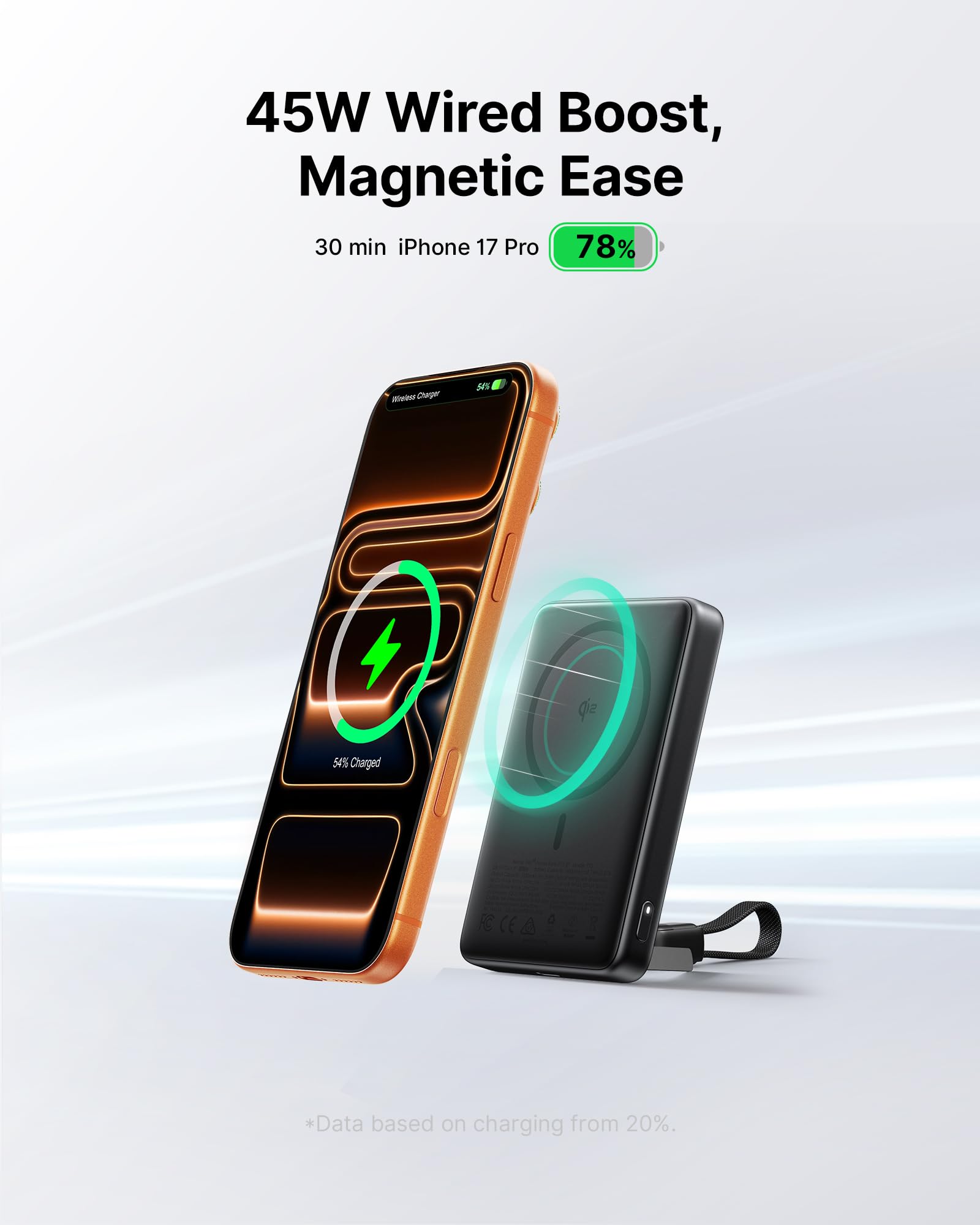 INIU for MagSafe Slimmest Power Bank, Original Qi2 Certified Wireless Fast Charging, 10000mAh 45W Portable Charger with USB C Cable & Stand, Flight Safe Magnetic Battery Pack for iPhone 17-12 Series - Available at All In One Marketplace Canada