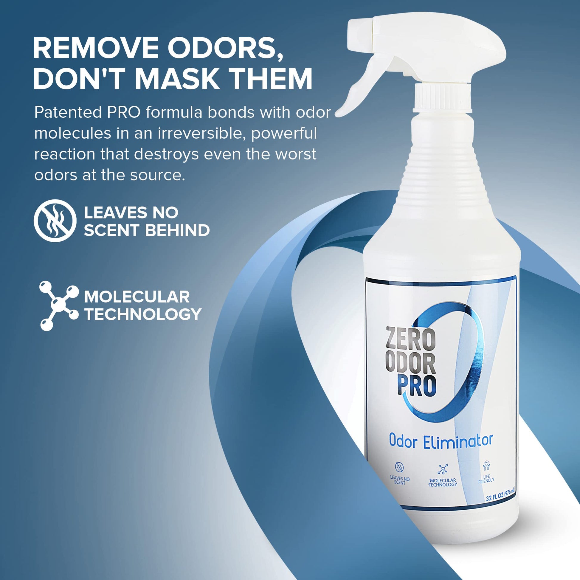 Zero Odor – Professional Odor Eliminator- Eliminate Extreme Air & Surface Odor– Patented Molecular Technology Best for Strong, Persistent Odor- Smell Great Again, 32oz(Over 700 Sprays) - Available at All In One Marketplace Canada