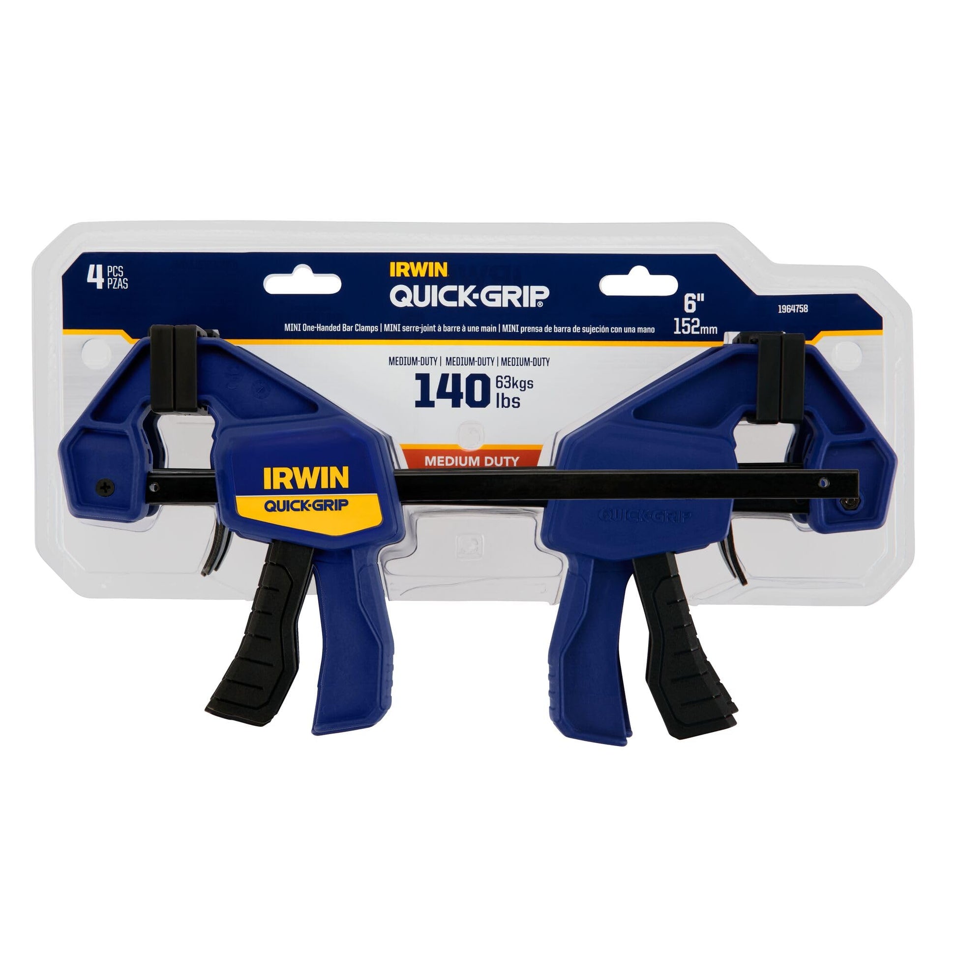 IRWIN QUICK-GRIP Clamps, One-Handed, Mini Bar, 6-Inch, 4-Pack (1964758) - Available at All In One Marketplace Canada