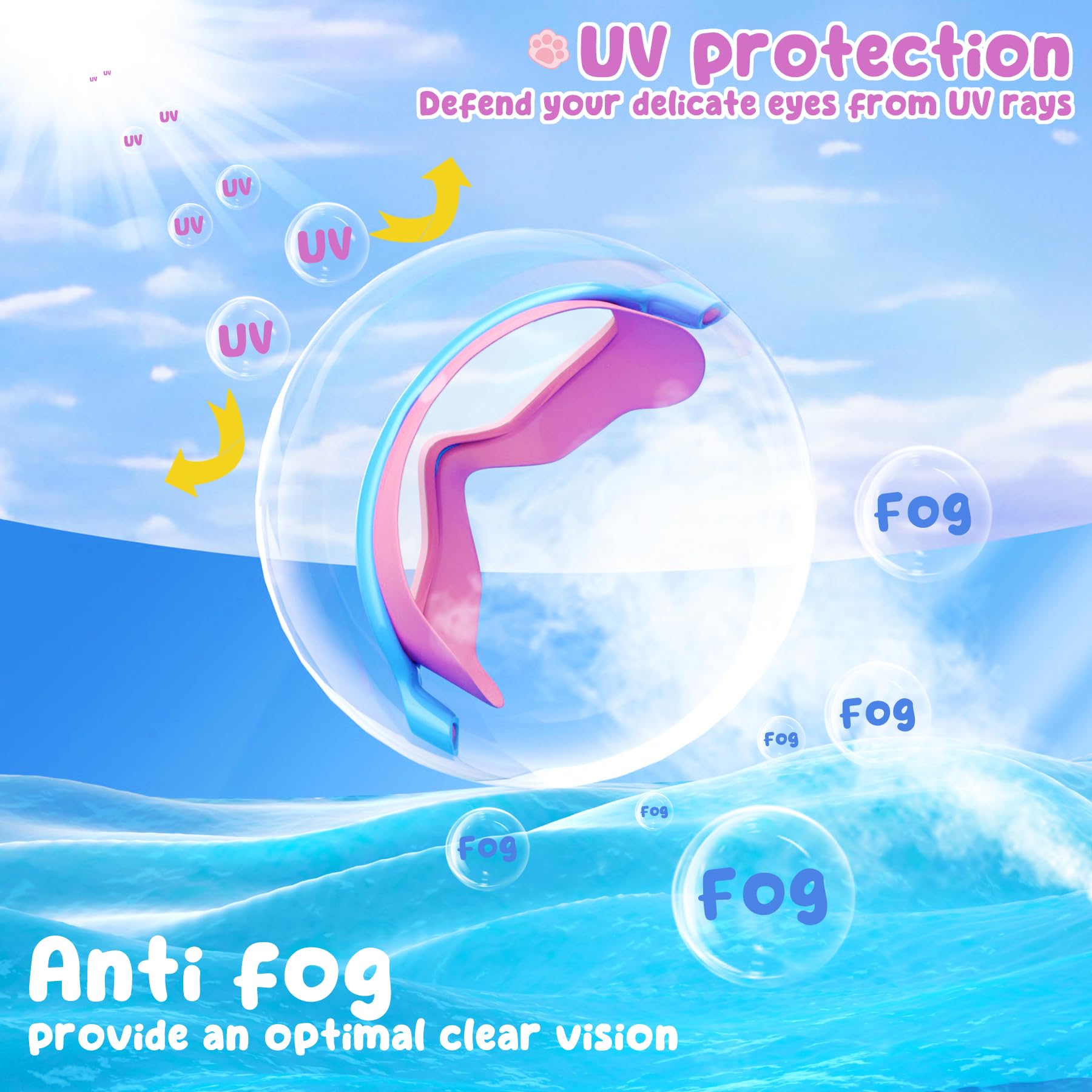 Kids Goggles Swimming, 2 Pack Kids Swimming Goggles for Age 4-14 Wide Vision Anti-Fog UV Protection Waterproof for Boys Girls