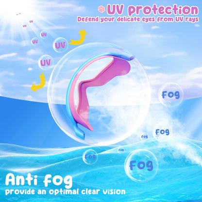 Kids Goggles Swimming, 2 Pack Kids Swimming Goggles for Age 4-14 Wide Vision Anti-Fog UV Protection Waterproof for Boys Girls