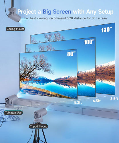 Magcubic Mini Projector with 4K Support, Portable Projecteur with WiFi 6 and Bluetooth 5.4, Auto Keystone, 200 ANSI, 180 Degree Rotation, Built-in Apps Smart Projector for Home Outdoor HY300PRO+