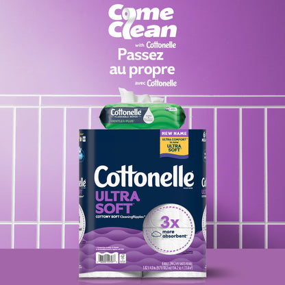 Cottonelle Toilet Paper, 24 Mega Rolls = 96 Regular Rolls, Ultra Soft (Formerly Ultra Comfort), Soft Bathroom Tissue, 244 Sheets per Roll, Packaging May Vary