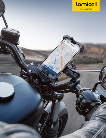 Lamicall Motorcycle Phone Mount Holder - [Dual Vibration Dampener] [720° Adjustment Arm] Motorcycle Cell Phone Holder, Bike Handlebar Phone Mount for iPhone 17 Pro/Air/16/15/14 Pro Max, 4.7-6.7" Phone - Available at All In One Marketplace Canada