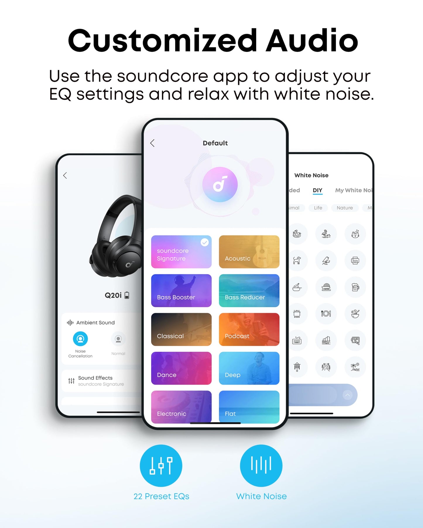 soundcore by Anker Q20i Hybrid Active Noise Cancelling Headphones, Wireless Over-Ear Bluetooth, 40H Long ANC Playtime, Hi-Res Audio, Big Bass, Customize via an App, Transparency Mode, Ideal for Travel