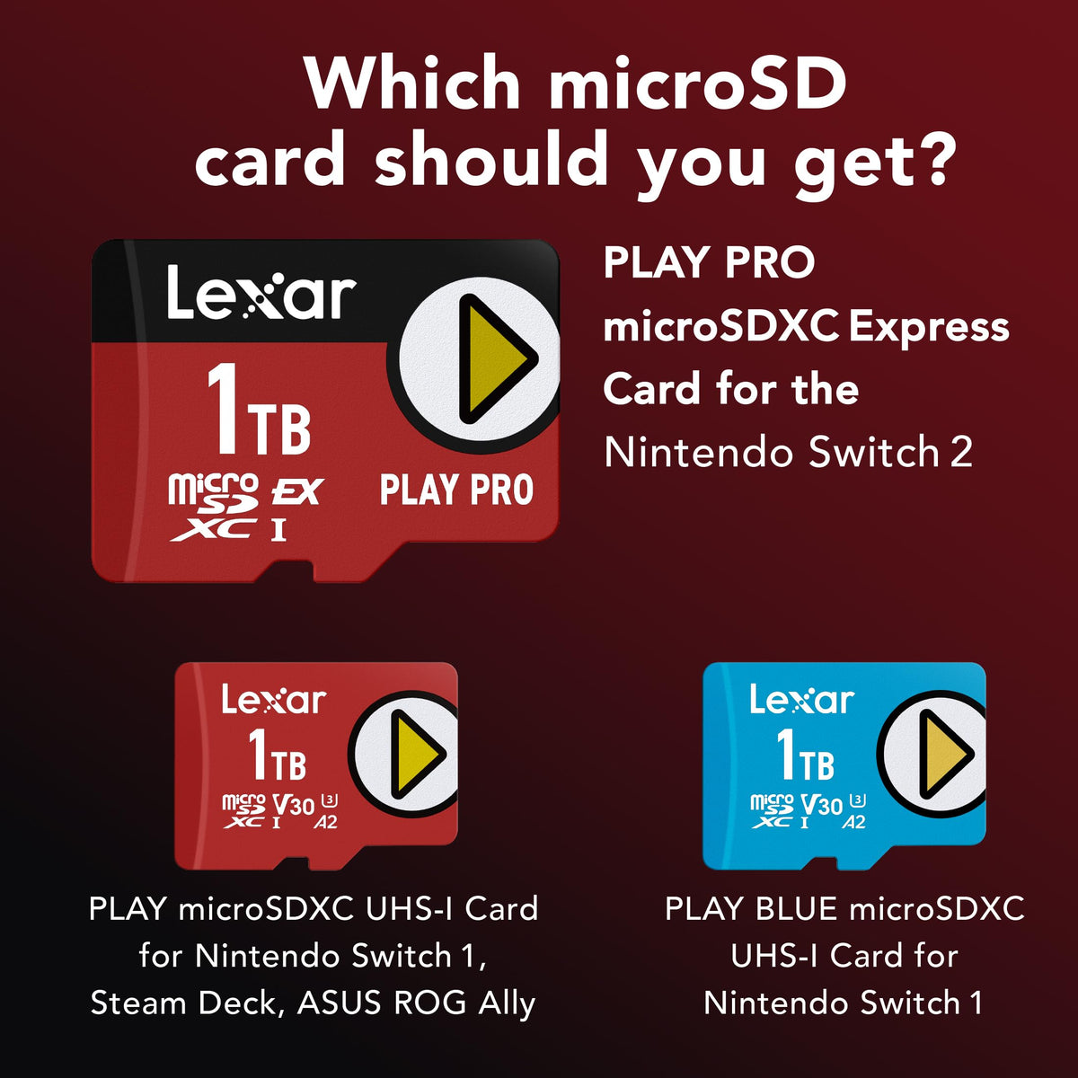 Lexar 512GB Play PRO Micro SD Express Card, 900MB/s Read, 4K, V30, UHS-I