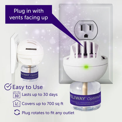 FELIWAY Optimum Starter Kit, Promotes Calmness AND Harmony in Cats & Kittens, VHP Registered NN.P5V2, includes 1 Diffuser 1 Refill, Lasts 30 Days, Cat Calming Pheromones, 48ml