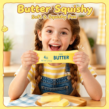 Butter Squishy, Soft Slow Rising Squeeze Butter Squishy, Realistic Texture Sensory Play Fidget Toy, Fun Desk Toy for Kids, Teens & Adults (Yellow, Small)