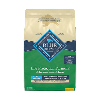 Blue Buffalo Life Protection Formula Lamb & Brown Rice Adult Dry Dog Food, Supports Immunity with Antioxidant-Rich LifeSource Bits, Promotes Healthy Muscle Development, 11.7kg/26 lbs