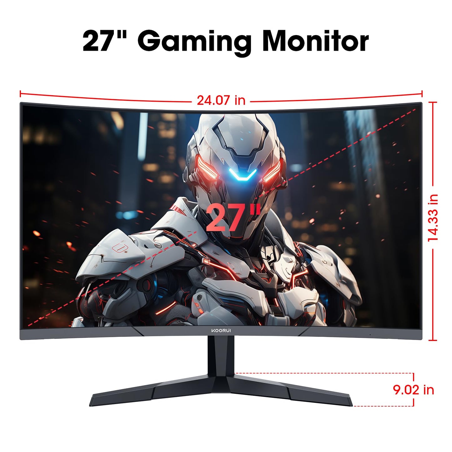 KOORUI 27 Inch Curved Gaming Monitor, 180Hz 1ms 1080P 1500R, Adaptive Sync 🍁 All In One Marketplace Canada