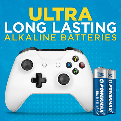 Powermax 100-Count Double AA Batteries, Ultra Long Lasting Alkaline Battery for Home and Office, 10-Year Shelf Life, Reclosable Packaging