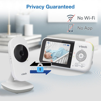 VTech VM819-2 Baby Monitor, 2.8” Screen, 2 Cameras, 1000ft Range, Night Vision, 2-Way Audio, Temperature Sensor, Lullabies, Secured Transmission No WiFi