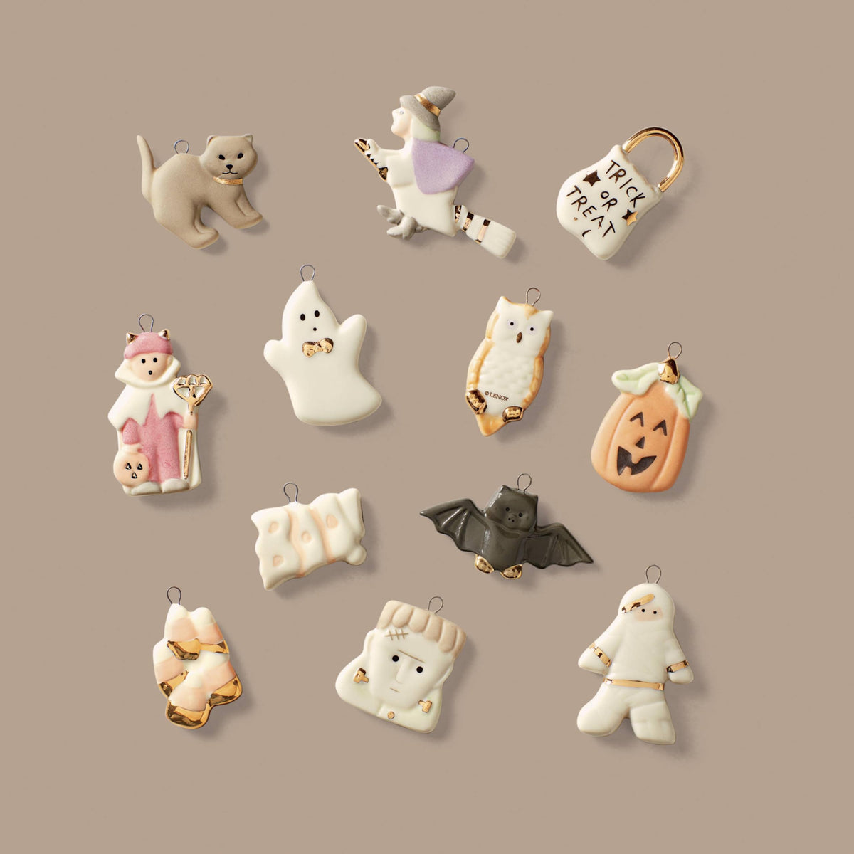 Ensemble de 12 décorations à suspendre Lenox Trick or Treat en porcelaine pour Halloween