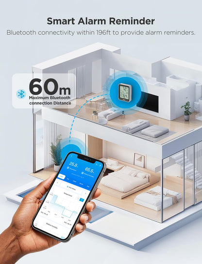 Govee Bluetooth Hygrometer Thermometer, Room Temperature Humidity Meter with APP Alerts and Data Storage, 50m Bluetooth Range, Large LCD Display, Humidity Monitor Sensor for Baby Greenhouse Garage