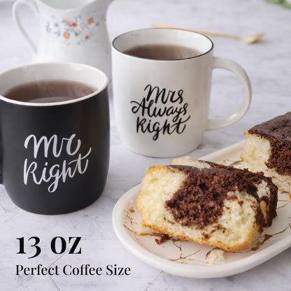 Triple Gifffted Mr Right and Mrs Always Right Coffee Mugs Gift Set, 380 ml 🍁 All In One Marketplace Canada