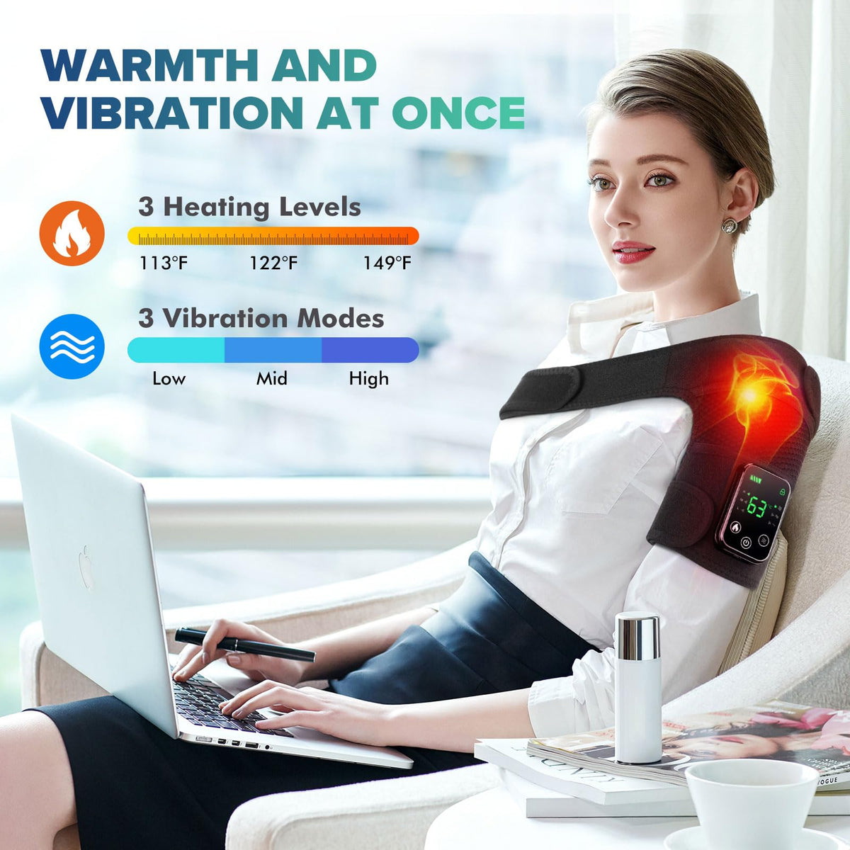 Heated Knee Brace, Cordless Heated Knee Massager Shoulder Support Brace with Massage, Vibration Heating Pads for Knee Shoulder Elbow, Gift for Men Women Birthday Christmas 🍁 All In One Marketplace Canada