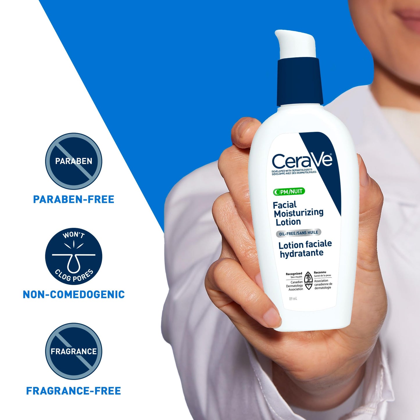 CeraVe Facial Moisturizing Lotion Pm | Ultra Lightweight, Night Face Moisturizer With Hyaluronic Acid | Fragrance Free, 89 Milliliters (1 Pack)