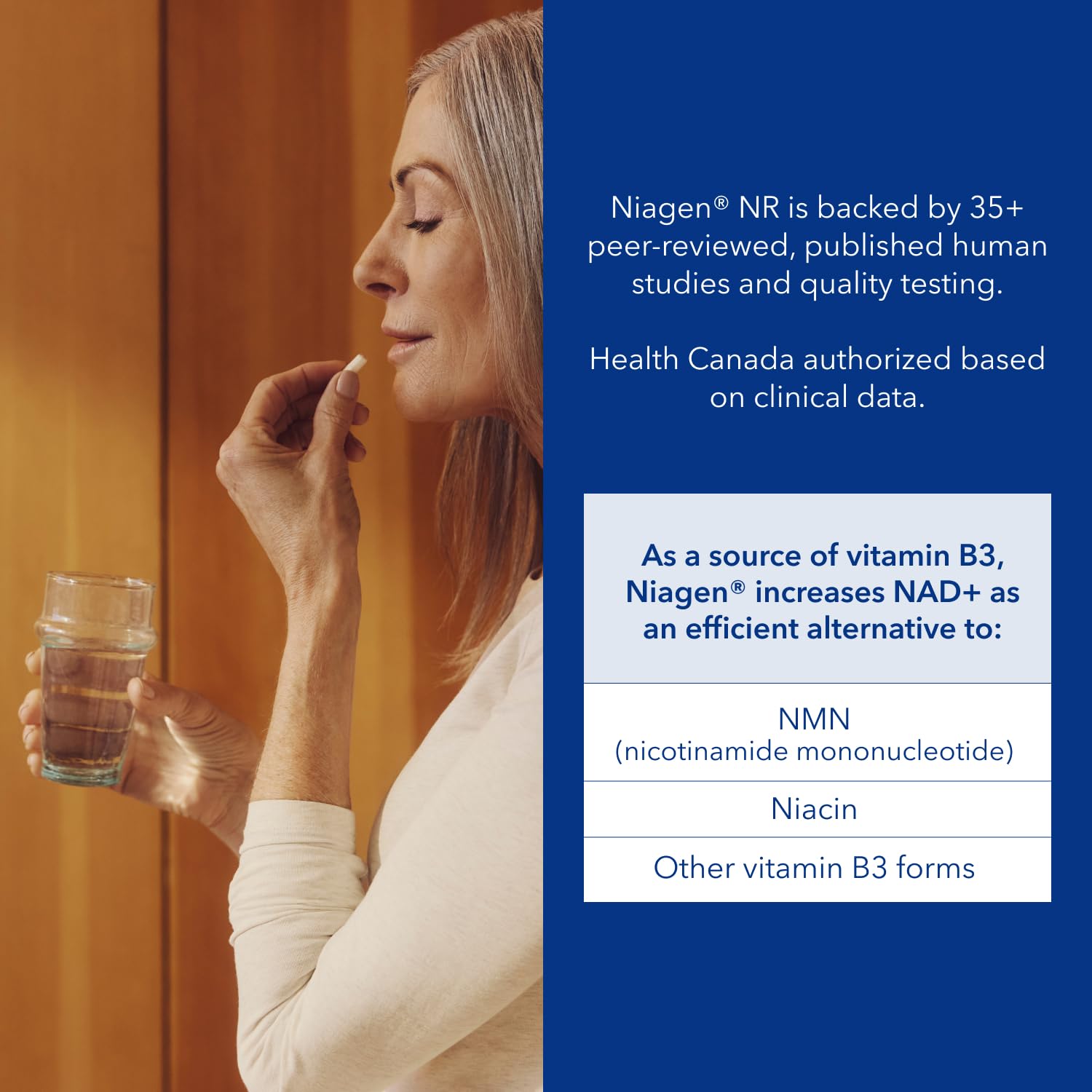 NAD Supplement 300mg per Serving - 30 Day Supply, Clinically Proven to Increase NAD+, Patented Nicotinamide Riboside, Cellular Health & Energy Metabolism, Health Canada Licenced, 30 Capsules - Available at All In One Marketplace Canada
