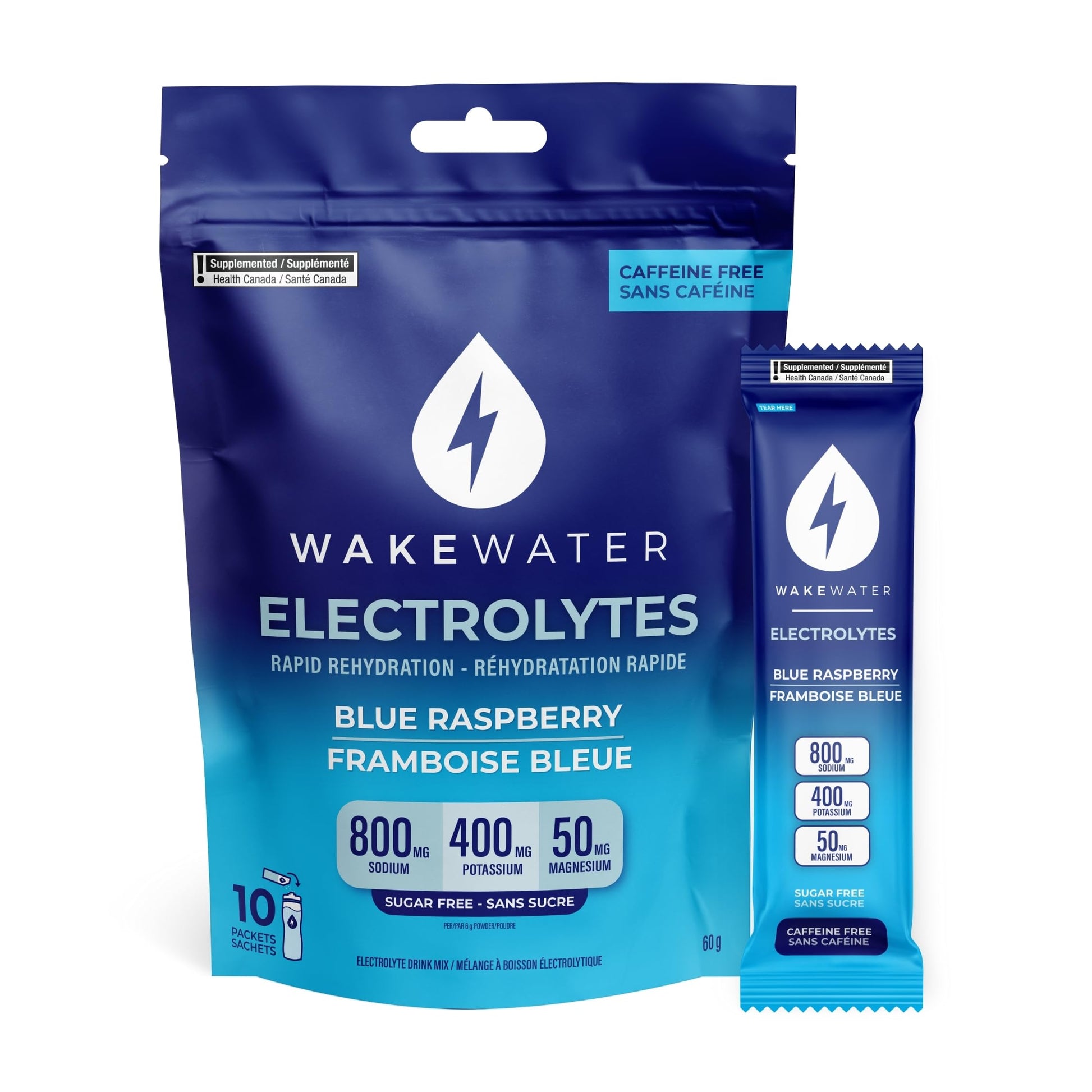 Wake Water Sugar Free Electrolyte Packets, Hydration Powder, Keto & Paleo Friendly Electrolyte Drink Mix, Fasting Hydration Packs, Travel Essentials, Pack of 10 (6g Each) (6 g (Pack of 10), Blue Raspberry)