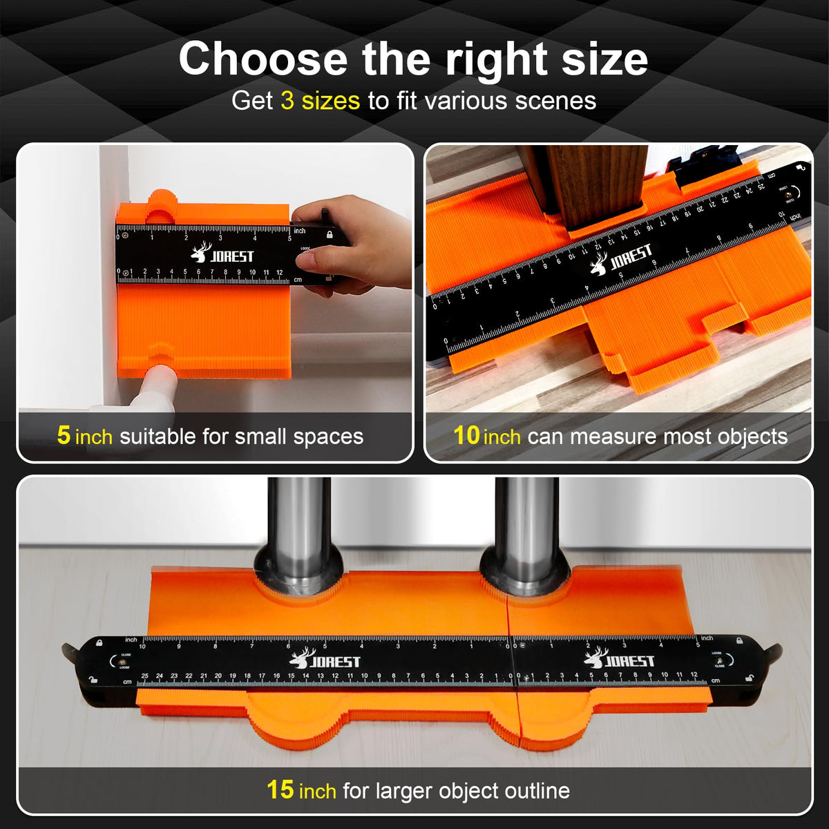 JOREST Connectable Profile Gauge Christmas Gift Ideas 10+5 Inch, Stocking Stuffers for Men Dad Husband Him, Contour Duplicator with Lock, Shape Outline Tool, Woodworking Tile Flooring, Angle Measuring 🍁 All In One Marketplace Canada