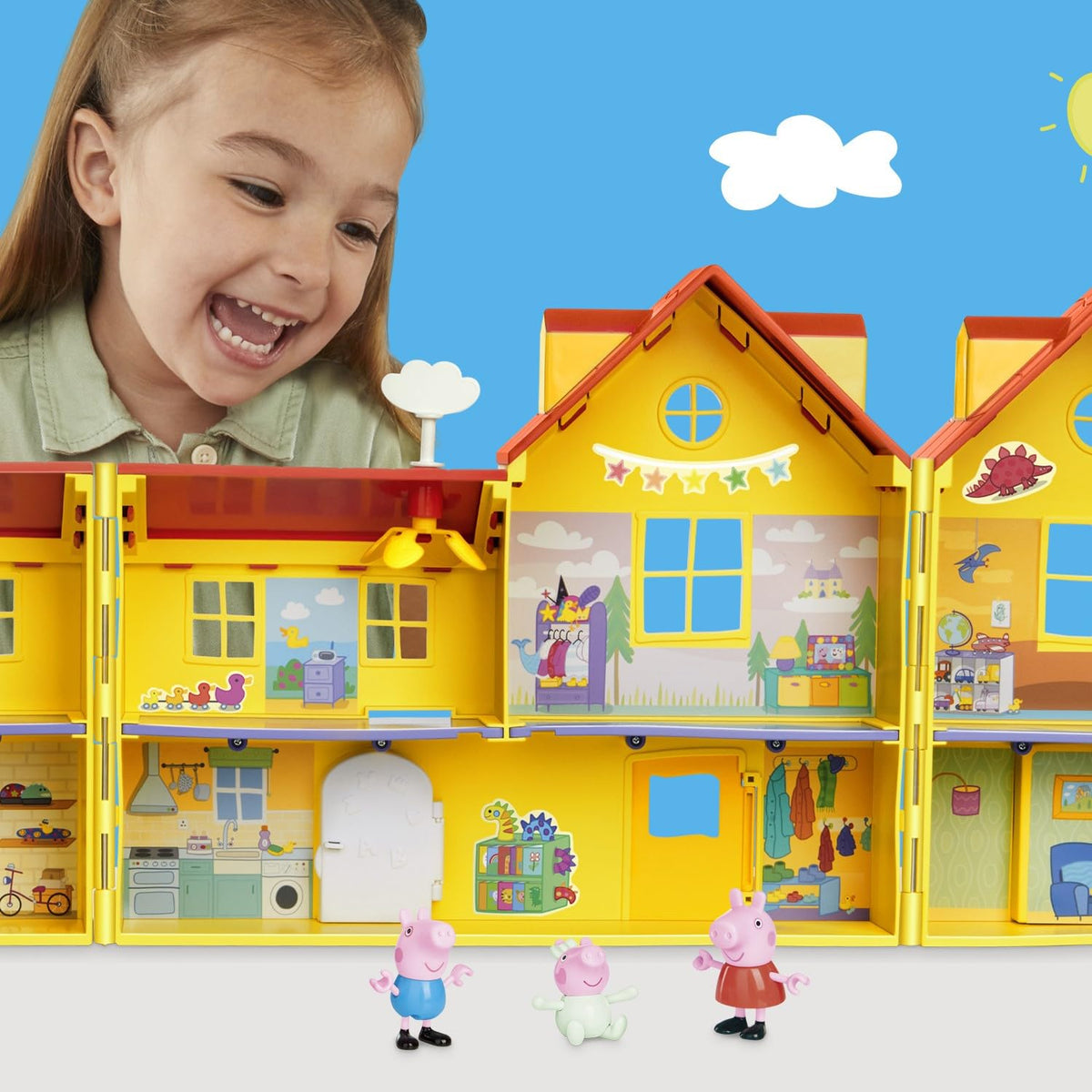 Peppa Pig Peppa's Big Family House Playset with 3 Figures, 11 Accessories, 2025 Version with Baby Evie, Preschool Toys for Girls and Boys 3 and Up