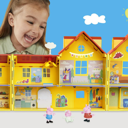 Peppa Pig Peppa's Big Family House Playset with 3 Figures, 11 Accessories, 2025 Version with Baby Evie, Preschool Toys for Girls and Boys 3 and Up