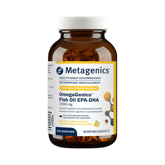 Metagenics OmegaGenics EPA-DHA 1000 mg - High Potency Omega-3 Fish Oil Supplement for Heart, Brain & Joint Health* - Sustainably Sourced - 60 Softgels - Available at All In One Marketplace Canada
