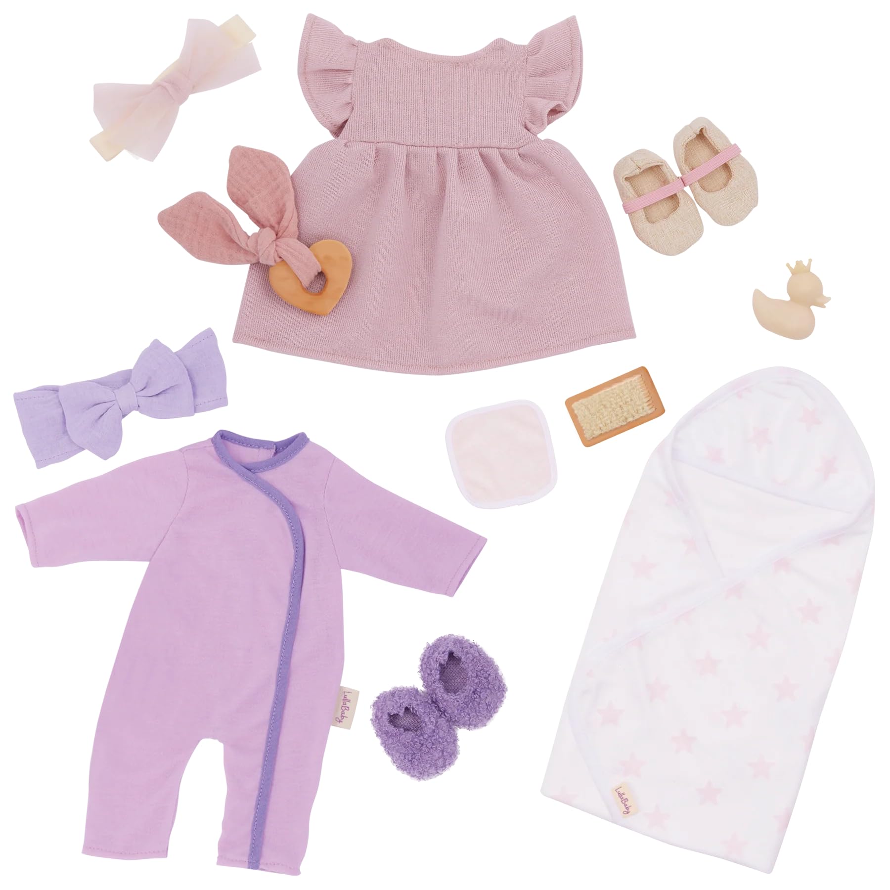 LullaBaby Baby Doll Clothes Set, 13-Piece Fashion and Bath Outfits LullaBaby
