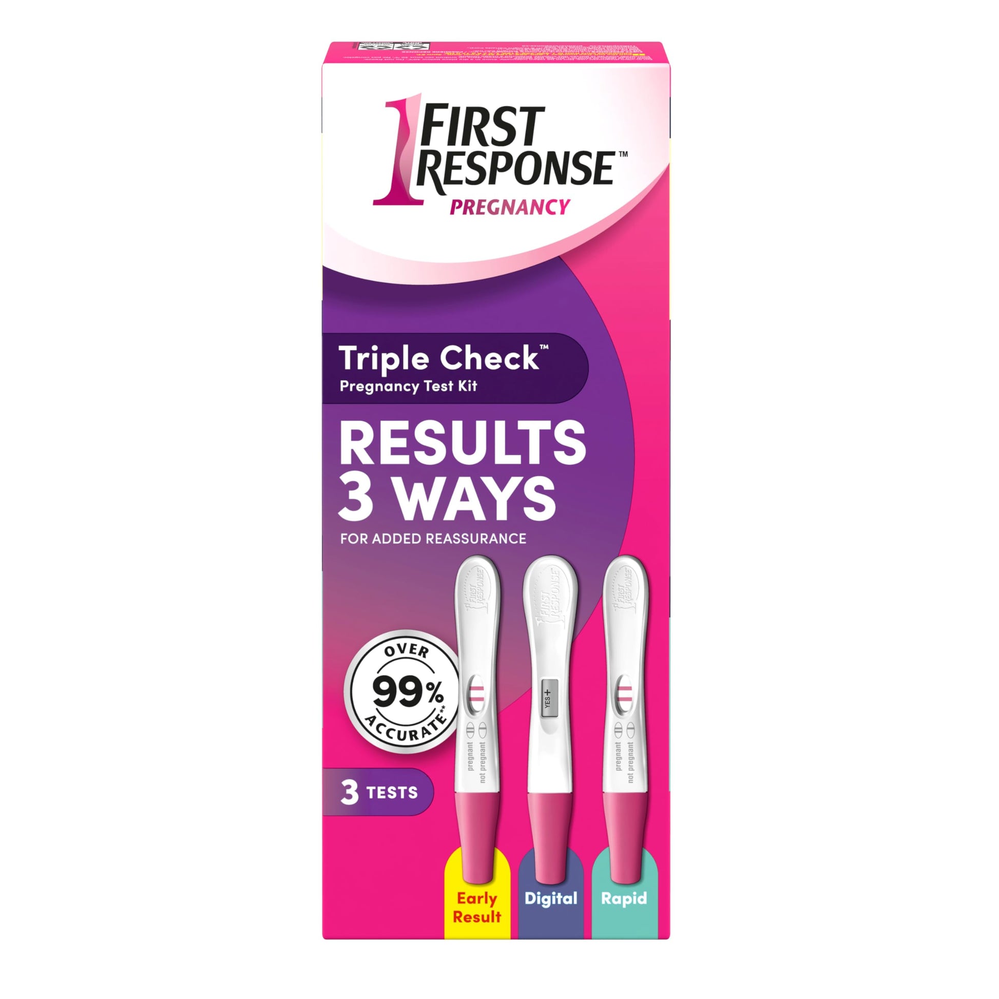 First Response Triple Check - Pregnancy Test Kit - Test 3 Ways- Over 99% Accurate - Analog (2 Count) - Digital (1 Count) - 3 Tests - Available at All In One Marketplace Canada