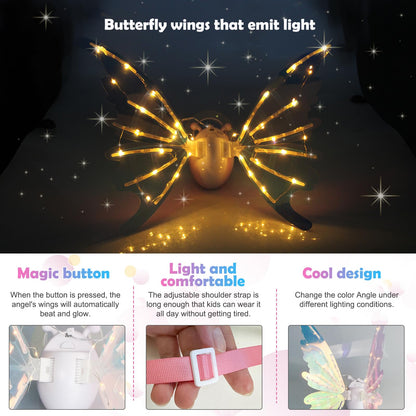 Foggizo Electric Butterfly Wings for Girls, Light Up Fairy Toy Wings with Lights, as Halloween Birthday Christmas Party Gift 🍁 All In One Marketplace Canada