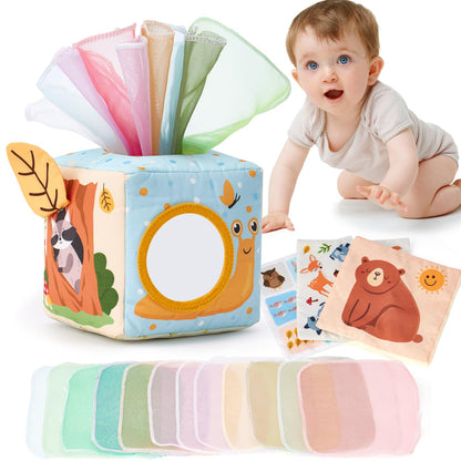 hahaland Baby Tissue Box Toy - Montessori Baby Toys 6-12 Months, Mirror Sensory Toys for Babies 12-18 Months, Boy Girl Gifts for 6M+ - Available at All In One Marketplace Canada