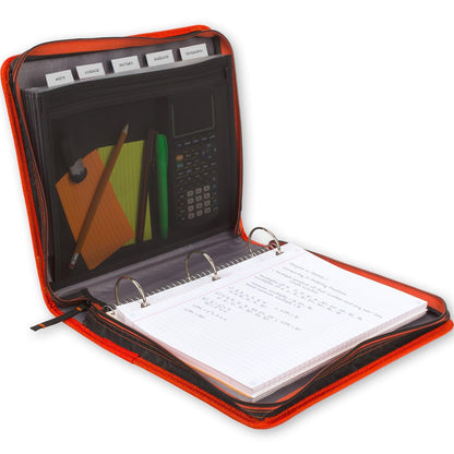 Five Star Zipper Binder, 2 Inch 3-Ring Binder with Round Rings, Expansion Panel and 5-Tab Expanding File, 580 Sheet Capacity, Red/Black (29052CE8)