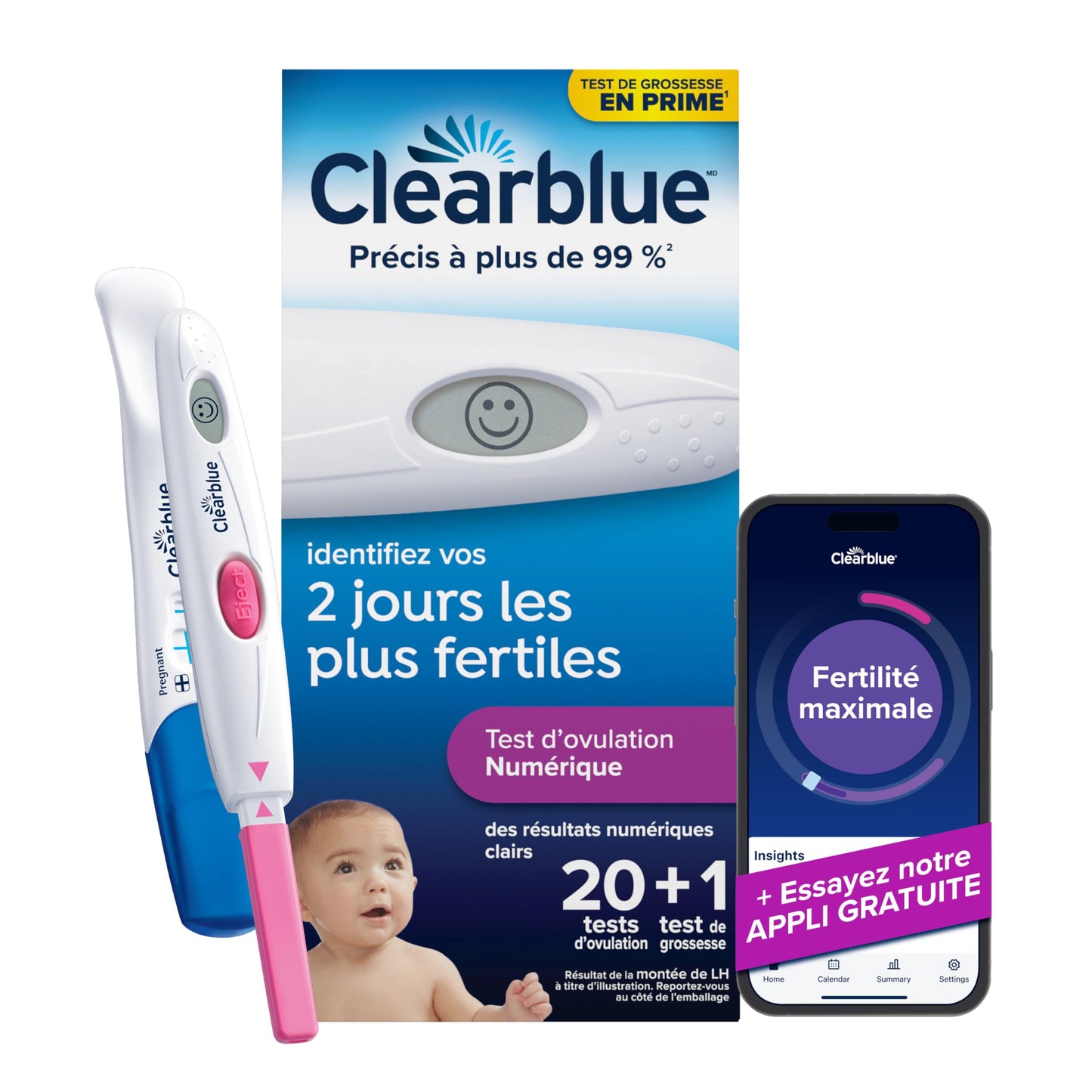 Clearblue Digital Ovulation Test Predictor Kit, Plus Bonus Rapid Detection Pregnancy Test, 20 Ovulation Tests & 1 Pregnancy Test Clearblue