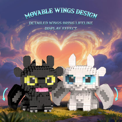 IBLOTIME Micro Dragon Building Sets Easter 1158 PCS Fantasy Black White Dragon Models with Movable Wings Micro Bricks Creative Display Gift Christmas Birthday Ages 14+ 🍁 All In One Marketplace Canada