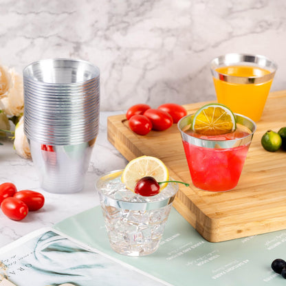 Goodluck 50PCS 9oz Silver Plastic Cups Plastic Cocktail Glasses for Party 🍁 All In One Marketplace Canada