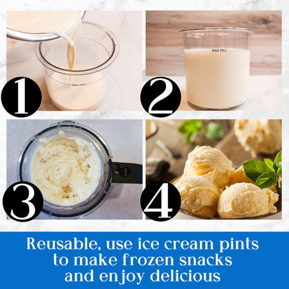 Containers Replacement for Ninja Creami Pints and Lids & Scoop - 4 Pack | Compatible with NC300/NC301/NC299AMZ Series | BPA-Free, Dishwasher-Safe, Leak-Proof Pints for Homemade Ice Cream - Available at All In One Marketplace Canada