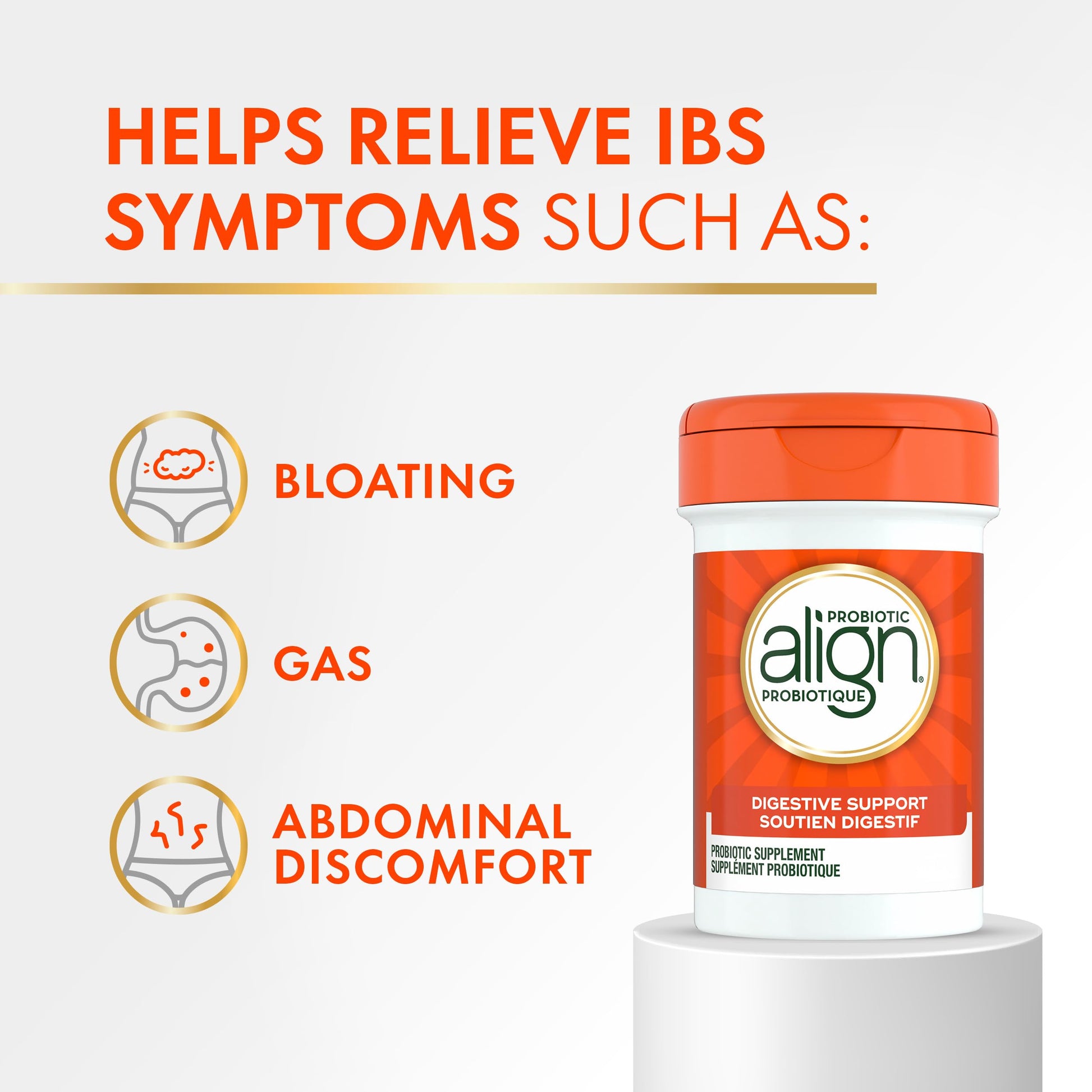 Align Probiotic Digestive Support, IBS Symptom Relief: Gas, Abdominal Discomfort, Bloating, Helps Healthy Intestinal Flora for Women & Men, 42 Capsules
