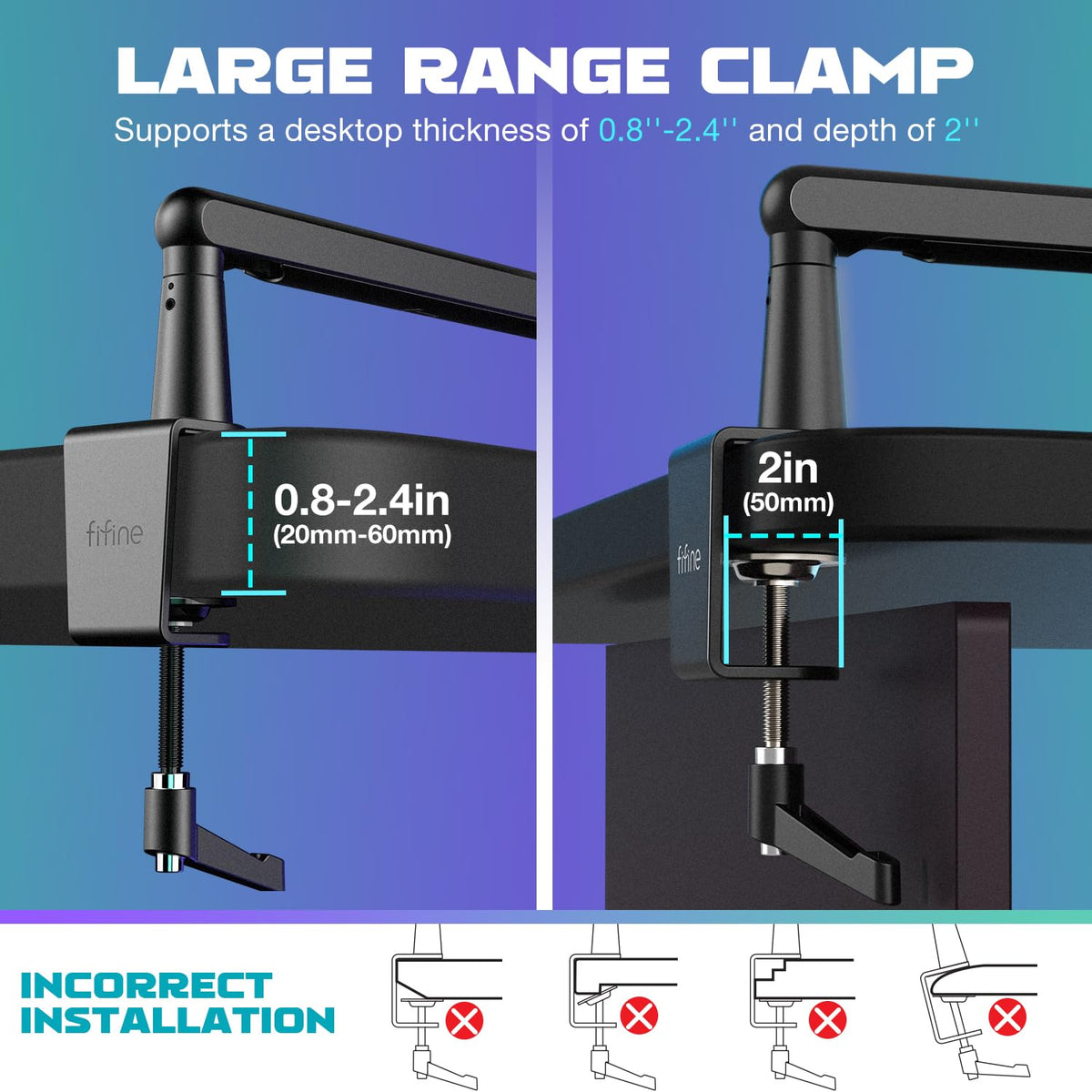 FIFINE BM88 Low Profile Microphone Boom Arm Stand