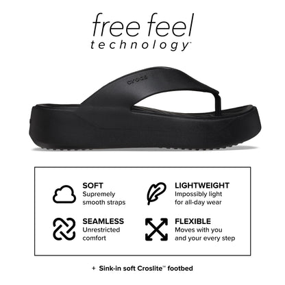 Crocs Women's Getaway Platform Flip Flops, Wedge Sandals for Women, Black, 7 Crocs