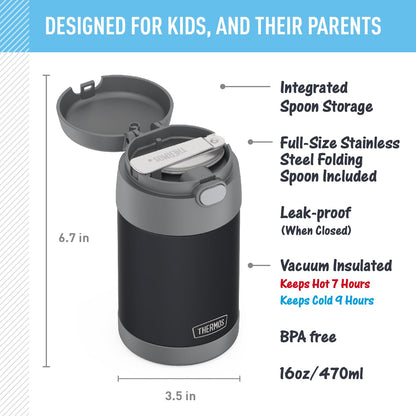 THERMOS FUNTAINER Food Jar with Spoon, 16oz, Matte Charcoal 🍁 All In One Marketplace Canada