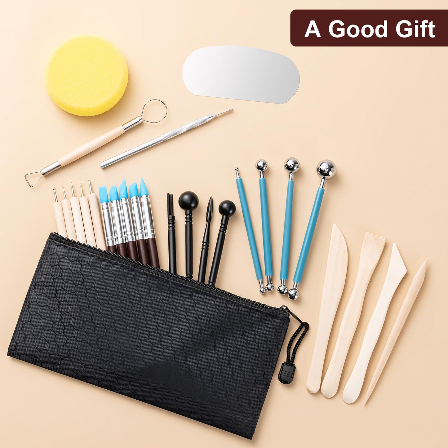 Amrules Clay Tools Kit, 27 PCS Pottery Tools, Practical Polymer Clay Sculpting Tools Kit, Air Dry Clay Tools Set for Adults, Pottery Craft, Dotting, Carving, Drawing, Molding, Modeling, Shaping - Available at All In One Marketplace Canada