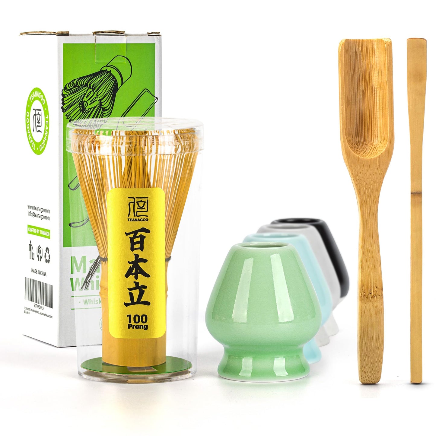 TEANAGOO MA-01 Japanese Matcha Ceremony Accessory, Matcha Whisk (Chasen), Traditional Scoop (Chashaku), Tea Spoon, Whisk Holder, The Perfect Set to Prepare a Traditional Cup of Matcha. - Available at All In One Marketplace Canada